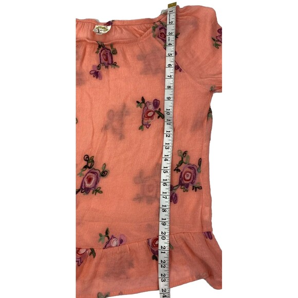 Fig And Flower Anthropologie Women’s Large Blouse Orange Embroidery Flowers Boho - Picture 9 of 10